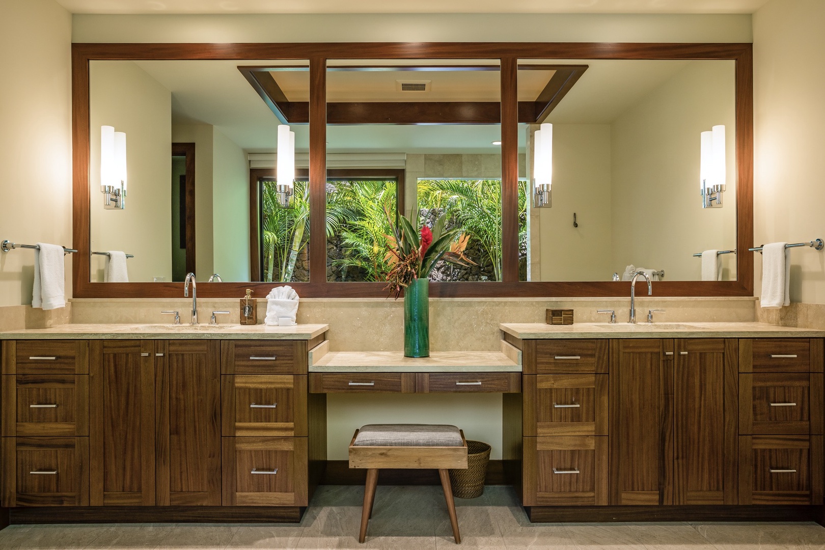 Kailua Kona Vacation Rentals, 4BD Kulanakauhale (3558) Estate Home at Four Seasons Resort at Hualalai - Capacious primary bath featuring dual vanities.