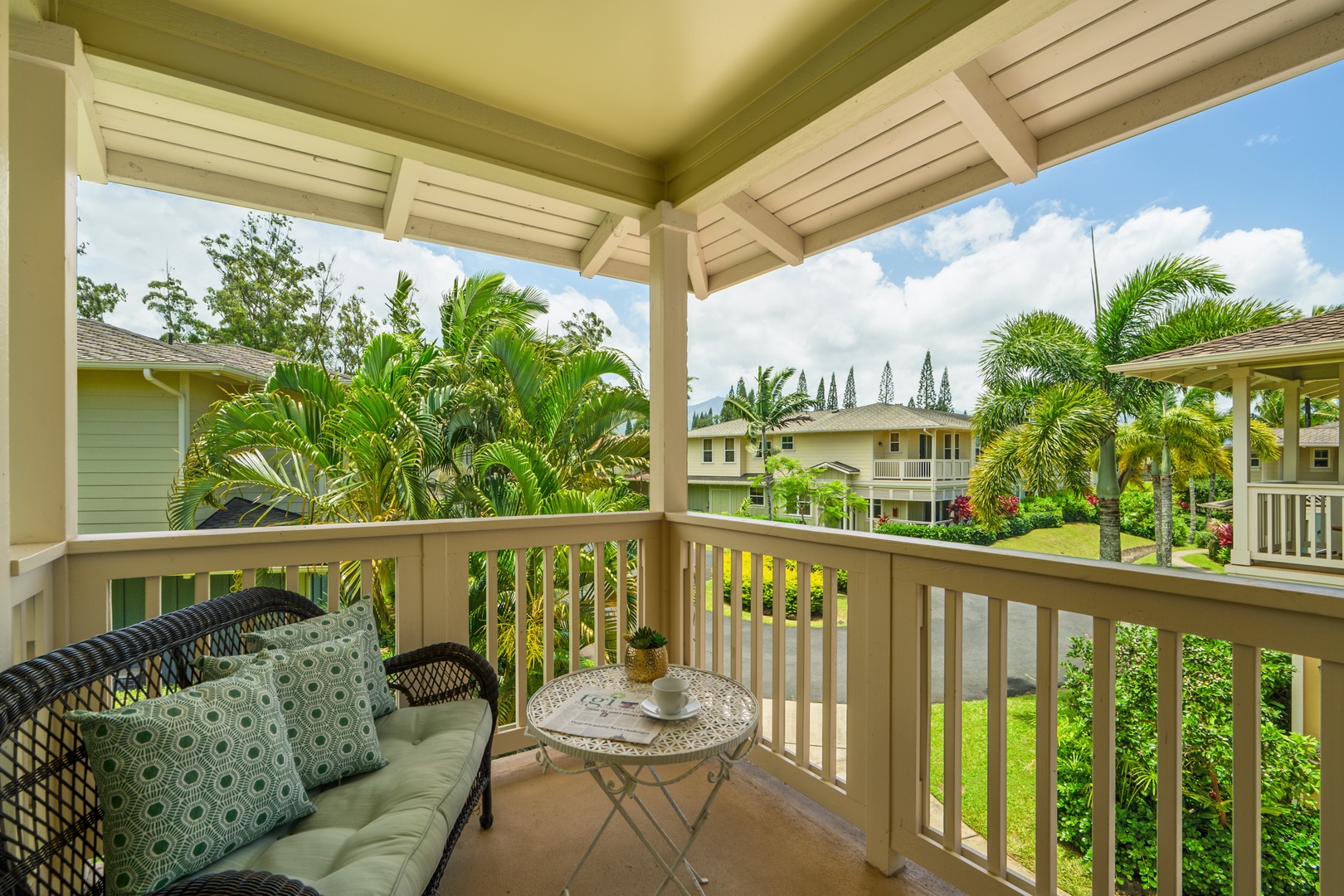 Princeville Vacation Rentals, Kaimana Villa - Sip your morning coffee on your lanai, surrounded by swaying palms and tropical gardens in this peaceful Hawaiian retreat.