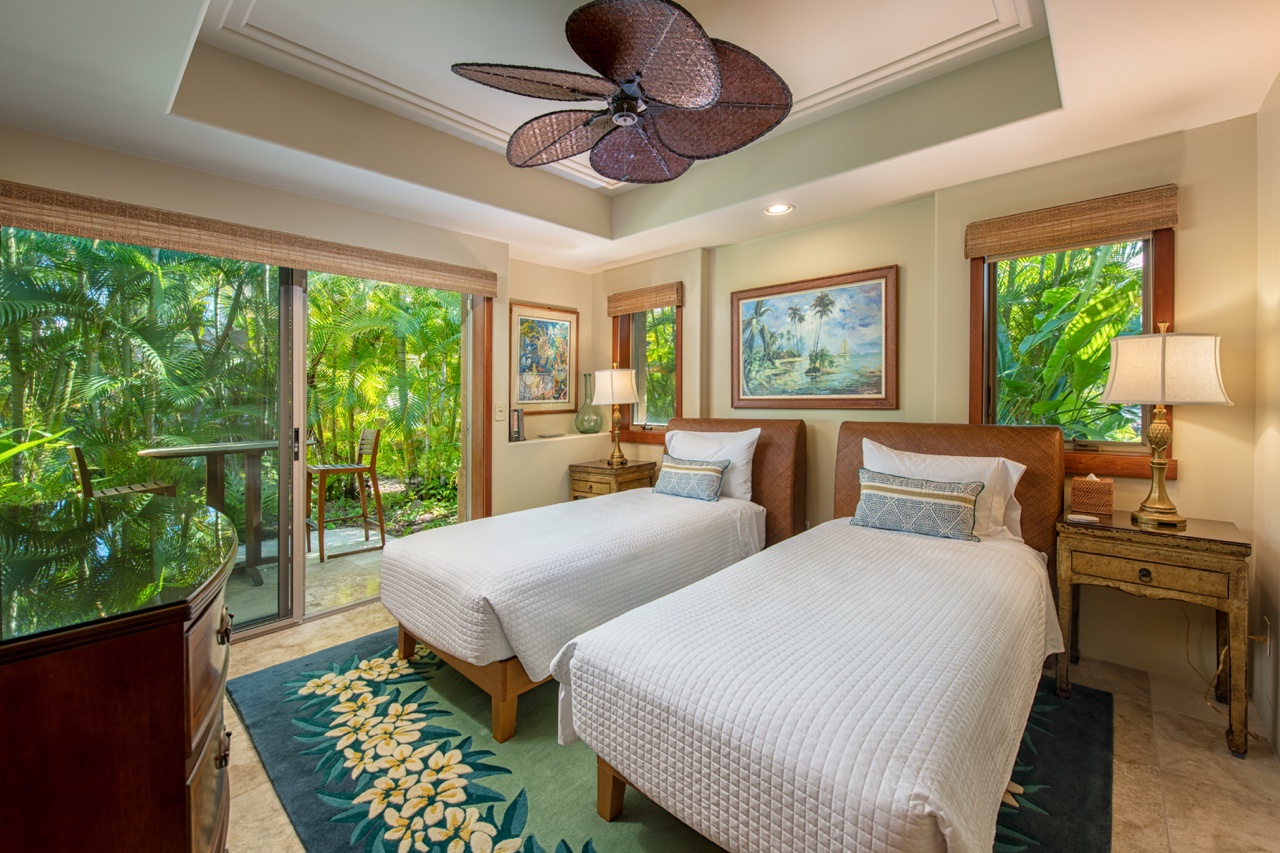 Kailua Kona Vacation Rentals, 2BD Hillside Villa (4102) at Hualalai Resort - The second bedroom is equally inviting, furnished with two comfortable twin beds which can be converted to a King bed upon request and ample storage.