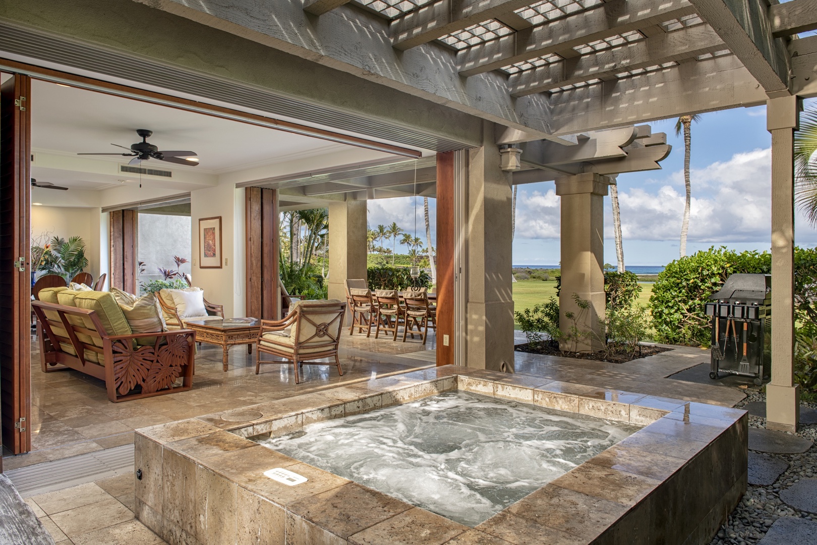 Kailua Kona Vacation Rentals, 3BD Golf Villa (3101) at Hualalai Resort - Hot tub has a secured cover for added safety.