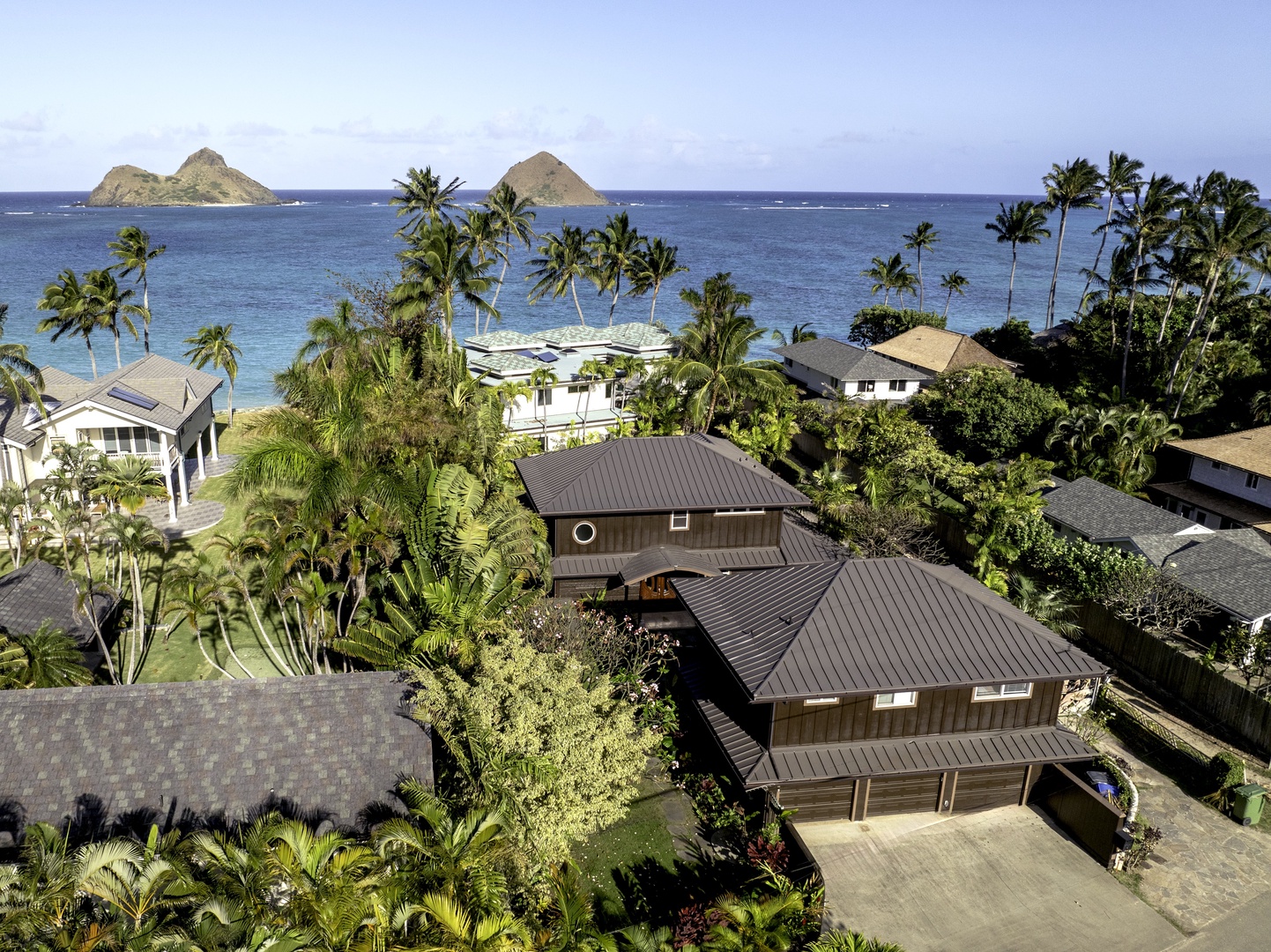 Kailua Vacation Rentals, Mokulua Seaside - Aerial shot of the property