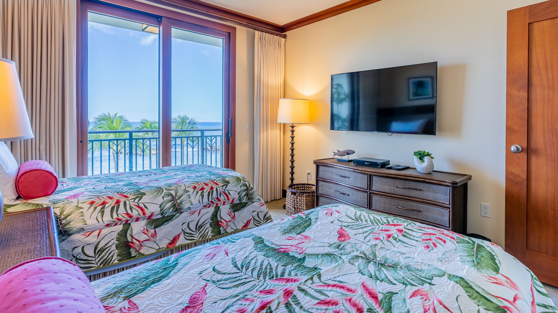 Kapolei Vacation Rentals, Ko Olina Beach Villas B410 - The second guest bedroom with TV and a view.
