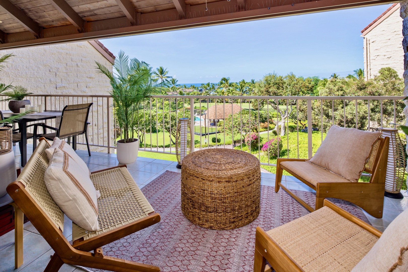 Kailua Kona Vacation Rentals, Keauhou Kai C301 - Afternoons happen out here, feet up, the fairway running out toward the water.