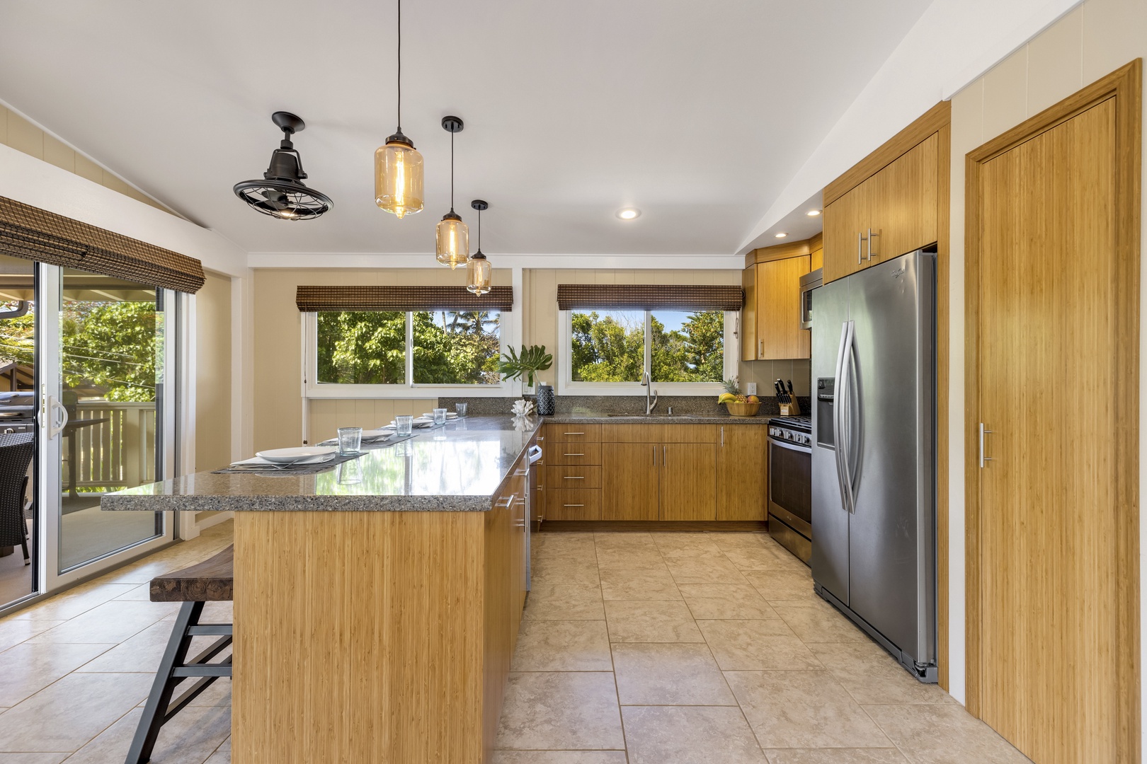 Haleiwa Vacation Rentals, Ehukai Beach Hale - The kitchen also has gorgeous custom cabinetry