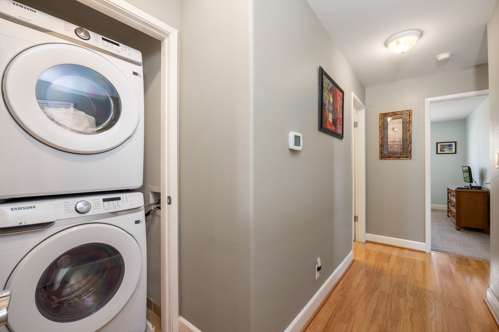 Keep your vacation wardrobe fresh with your own in-unit washer and dryer, perfectly tucked away yet easily accessible.