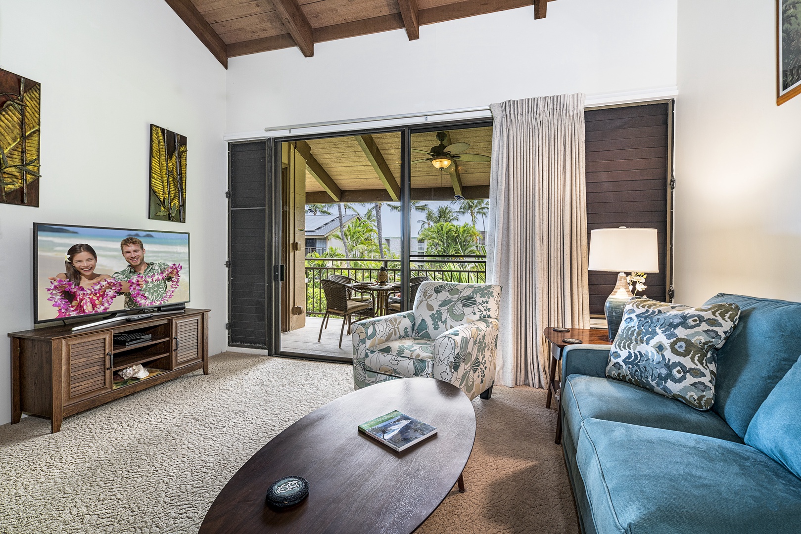 Kailua Kona Vacation Rentals, Kona Makai 2304 - Living room equipped with A/C & Smart TV!