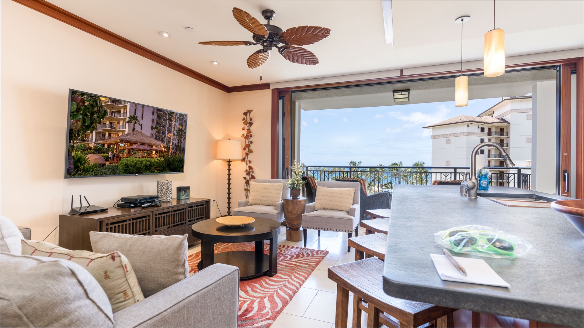 Kapolei Vacation Rentals, Ko Olina Beach Villas O603 - Chic decor, vibrant patterns and picturesque sunsets.