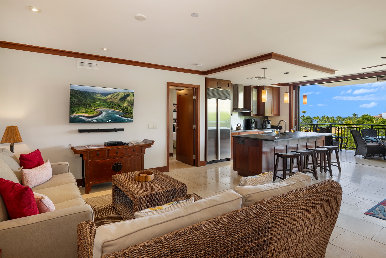 Kapolei Vacation Rentals, Ko Olina Beach Villas B506 - Your spacious tropical retreat blends comfort with island elegance, featuring an open kitchen and stunning views from your private balcony.