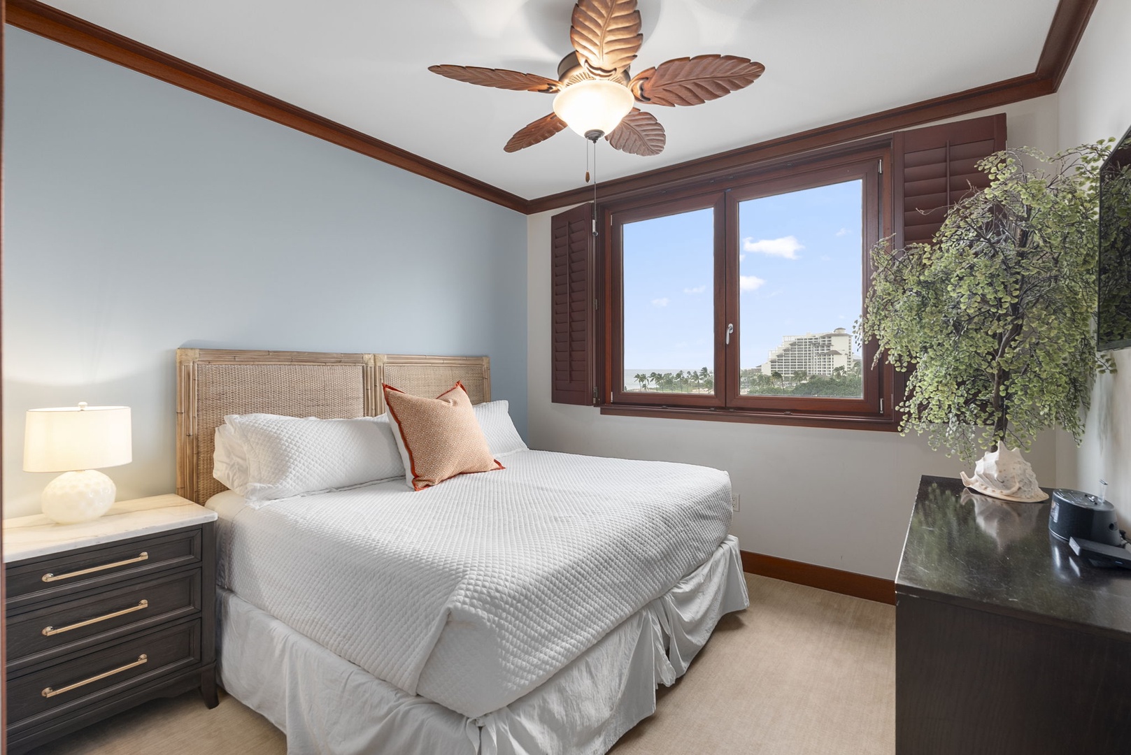 Kapolei Vacation Rentals, Ko Olina Beach Villas B604 - Drift off in your tranquil bedroom featuring tropical-inspired décor, soft linens, and gentle natural light filtering through your private window.