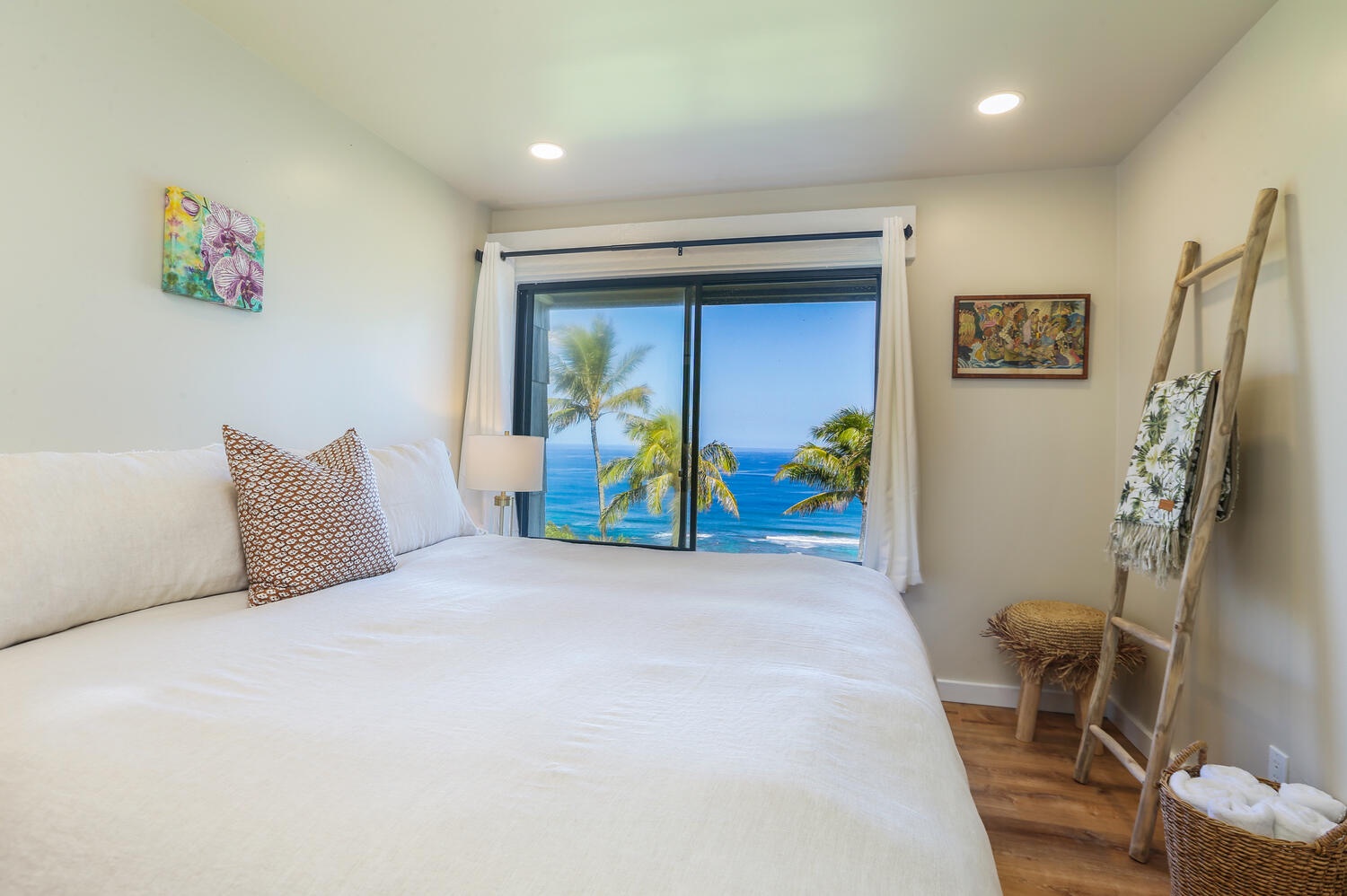 Princeville Vacation Rentals, Sealodge J8 - Primary bedroom with stunning ocean views