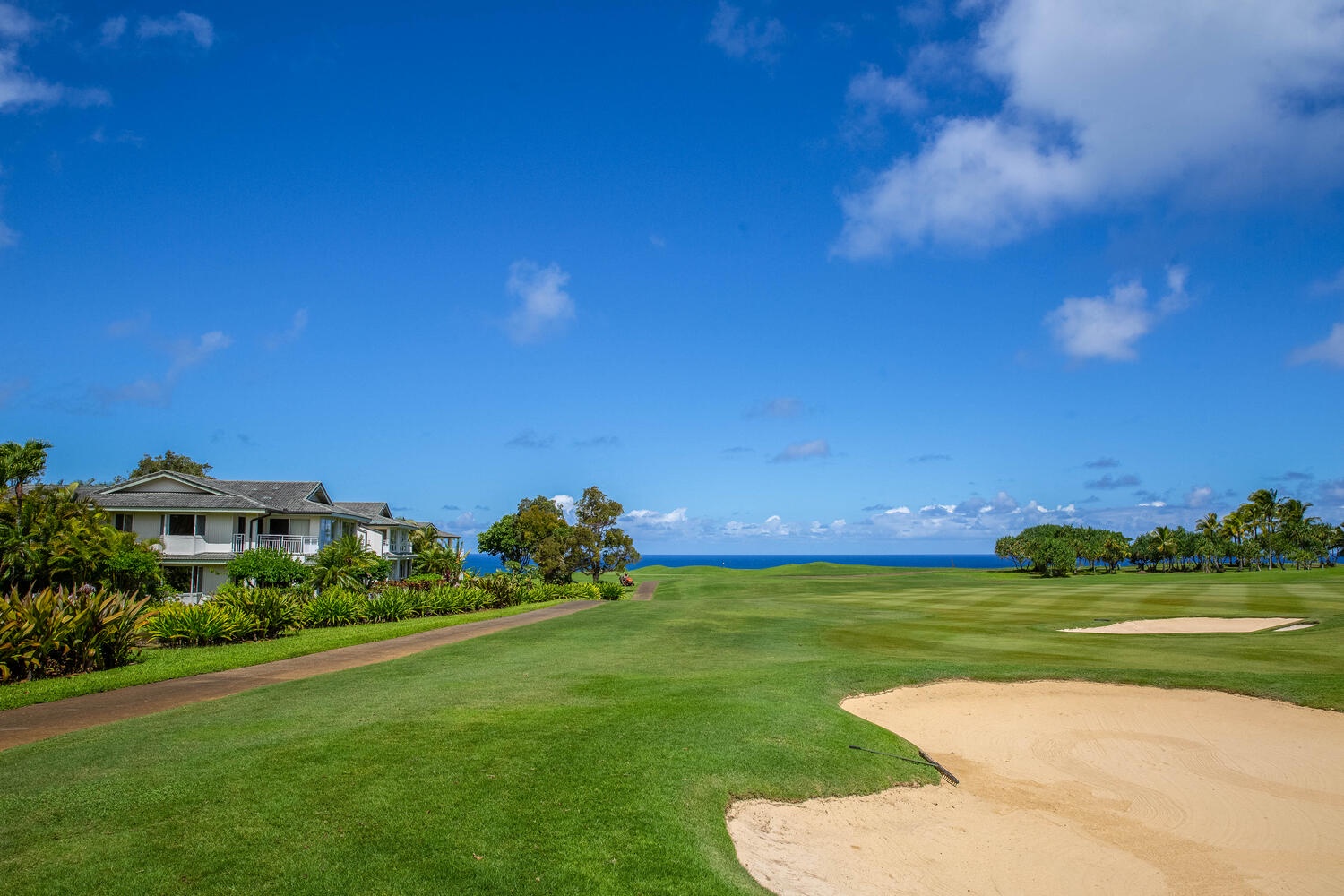 Princeville Vacation Rentals, Emmalani Court 414 - Golf course and partial ocean views at Emmalani