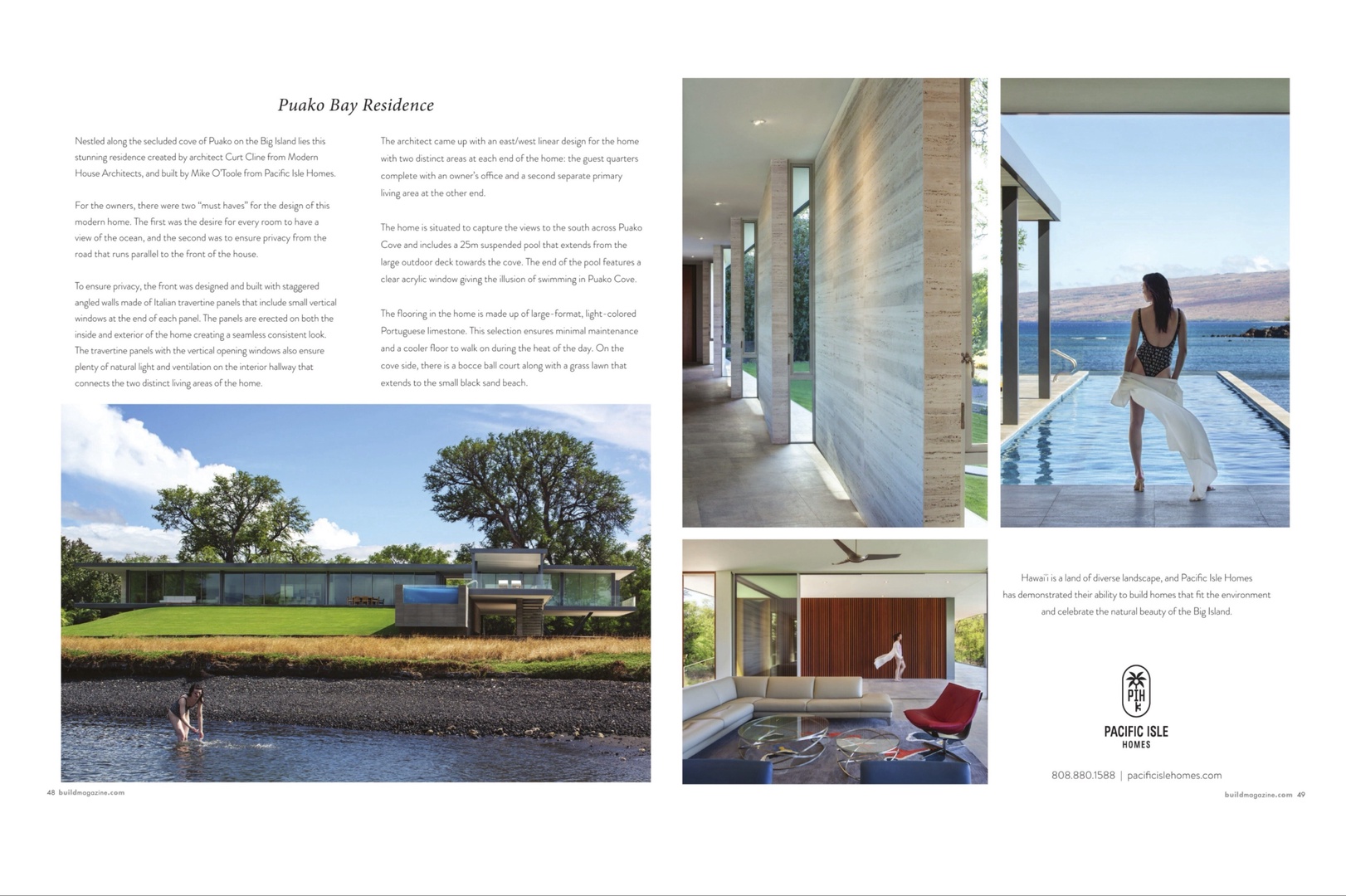 Kamuela Vacation Rentals, Puako’s Ocean Edge Modern Estate - Showcased in Build Magazine Hawaii 2024, Volume 6, celebrating innovation and excellence in luxury home design and construction.