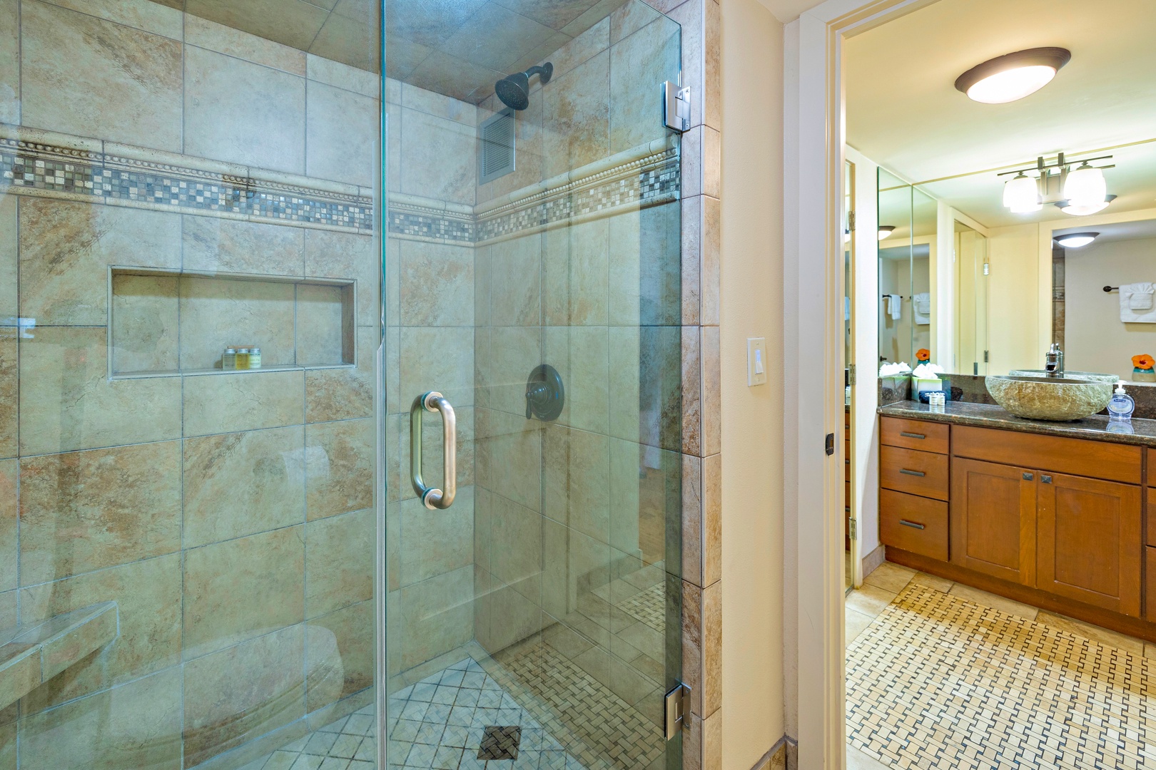 Lahaina Vacation Rentals, Mahana 608 - Refresh and rejuvenate in the walk-in shower of the primary bathroom.