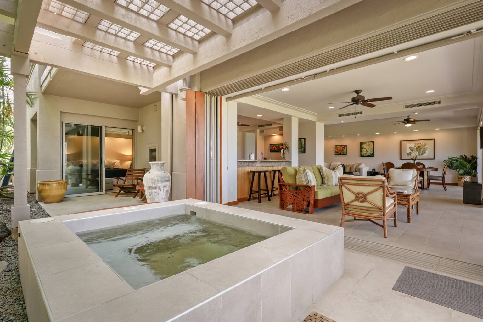 Kailua Kona Vacation Rentals, 3BD Golf Villa (3101) at Hualalai Resort - Hot tub has a secured cover for added safety.