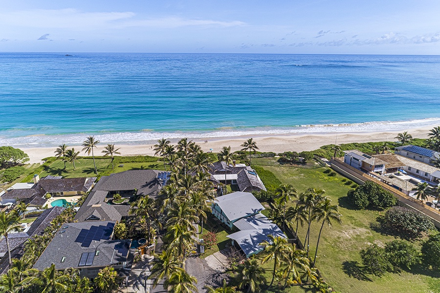 Kailua Vacation Rentals, Hale Kalio - Aerial View, just one house in from the sand
