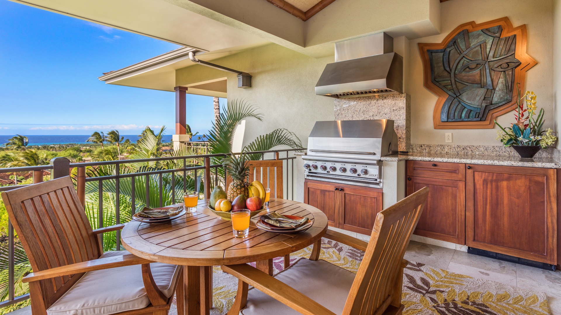 Kailua Kona Vacation Rentals, 2BD Hainoa Villa (2907B) at Hualalai Resort - Inset of Lanai Dining & BBQ.