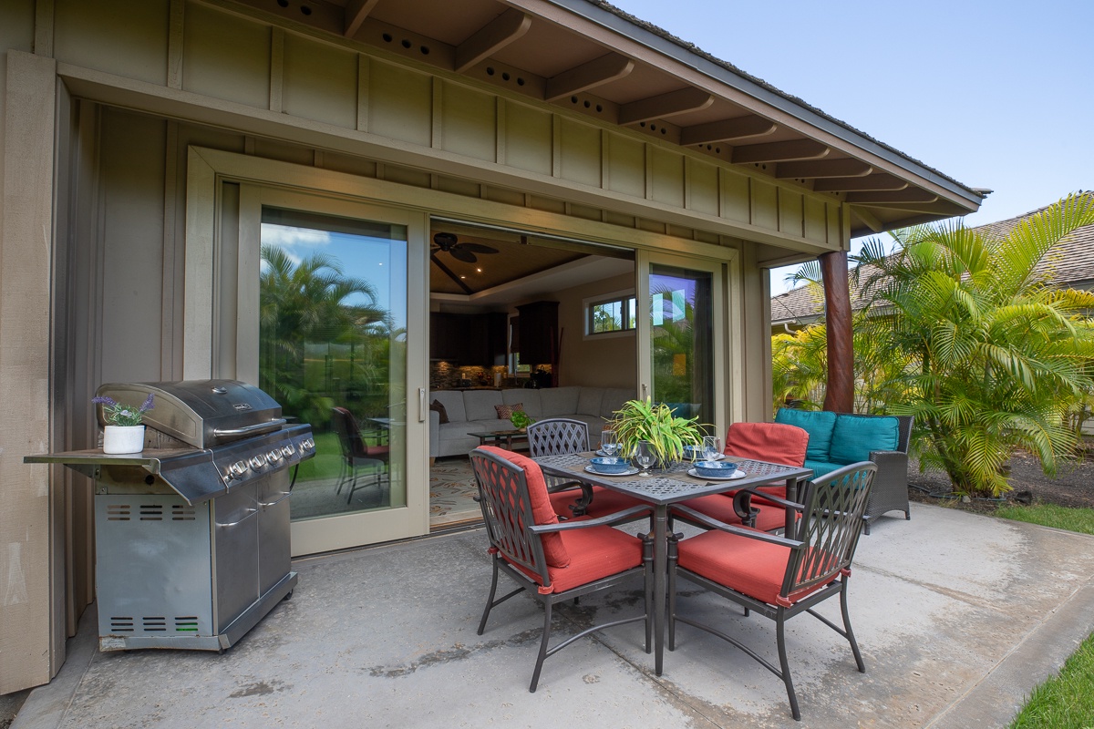 Kamuela Vacation Rentals, Mauna Lani KaMilo Home (424) - Barbecue grill and outdoor living/dining area.