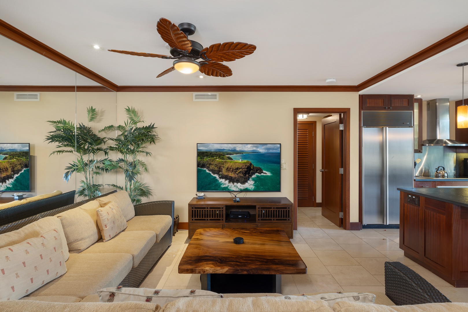 Kapolei Vacation Rentals, Ko Olina Beach Villas B107 - Seamless living in the beautifully furnished living room.