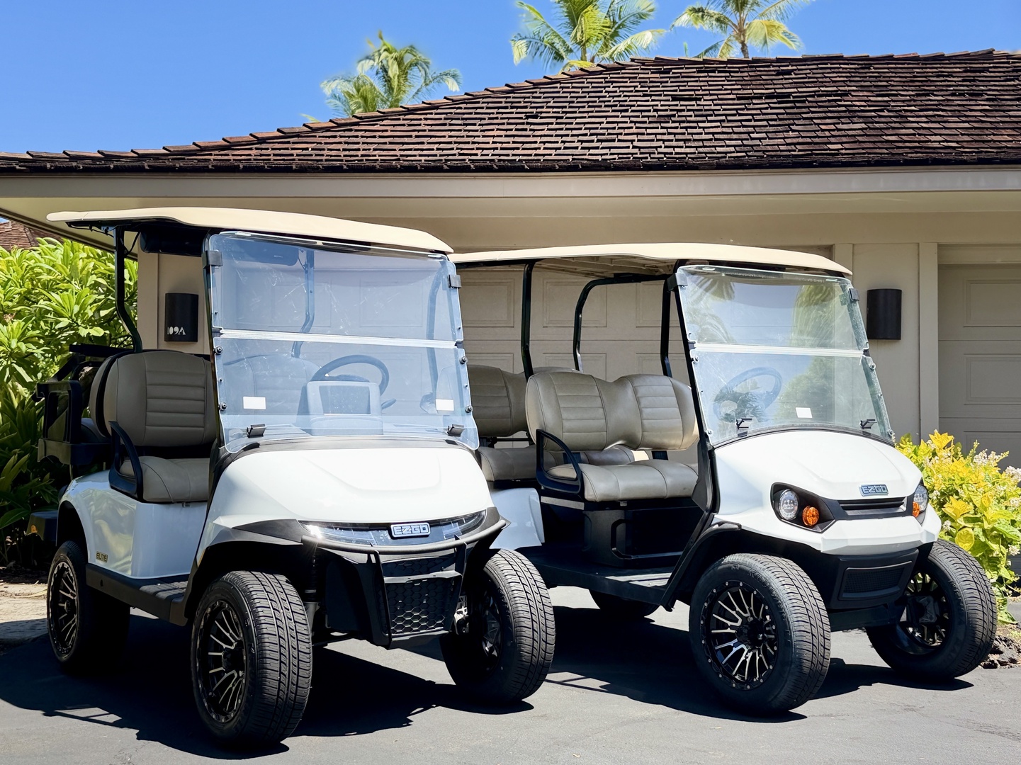 Kailua Kona Vacation Rentals, 3BD Ka'Ulu Villa (109A) at Hualalai Resort - The villa offers two 4-seater golf carts for your use.
