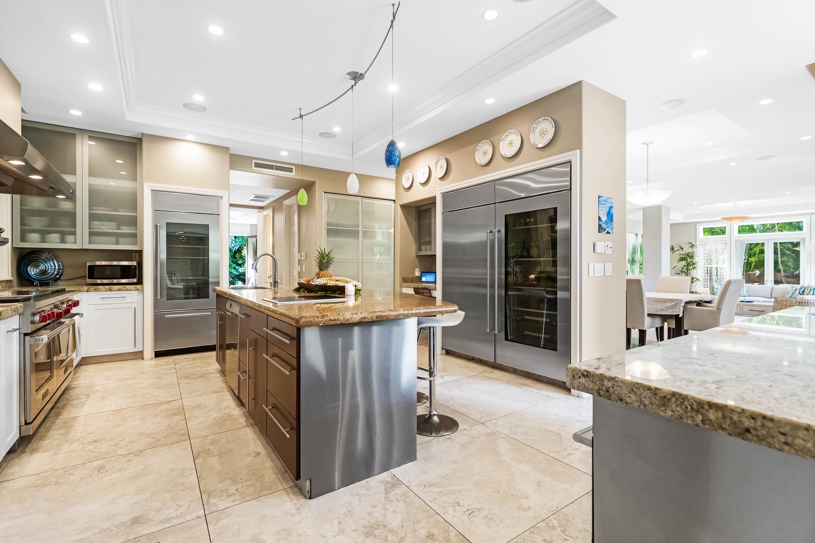Honolulu Vacation Rentals, Pili Pono - Full view of modern kitchen layout with luxury appliances.