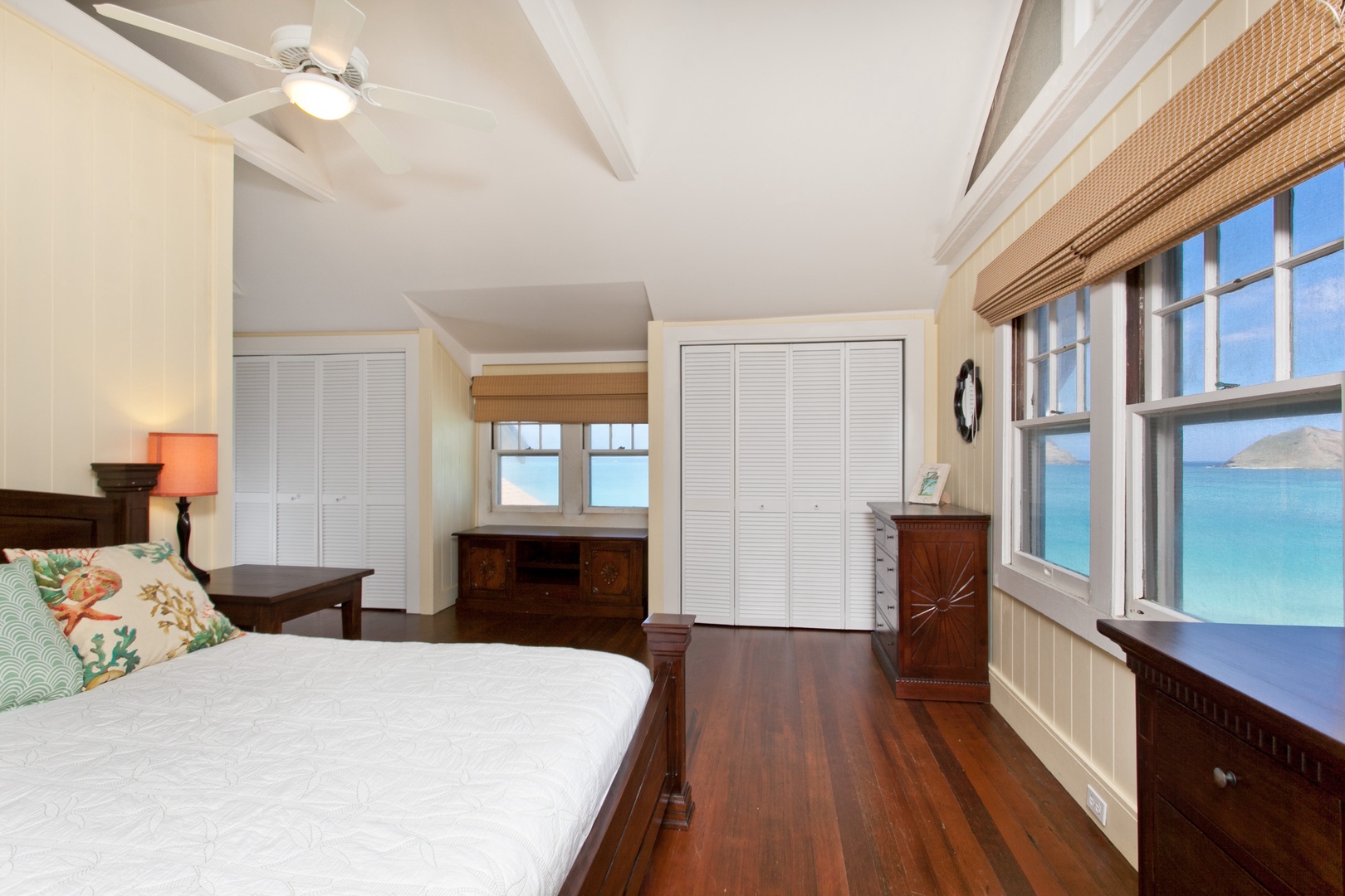 Kailua Vacation Rentals, Hale Mahina Lanikai* - Third guest bedroom with a king bed and panoramic ocean views.