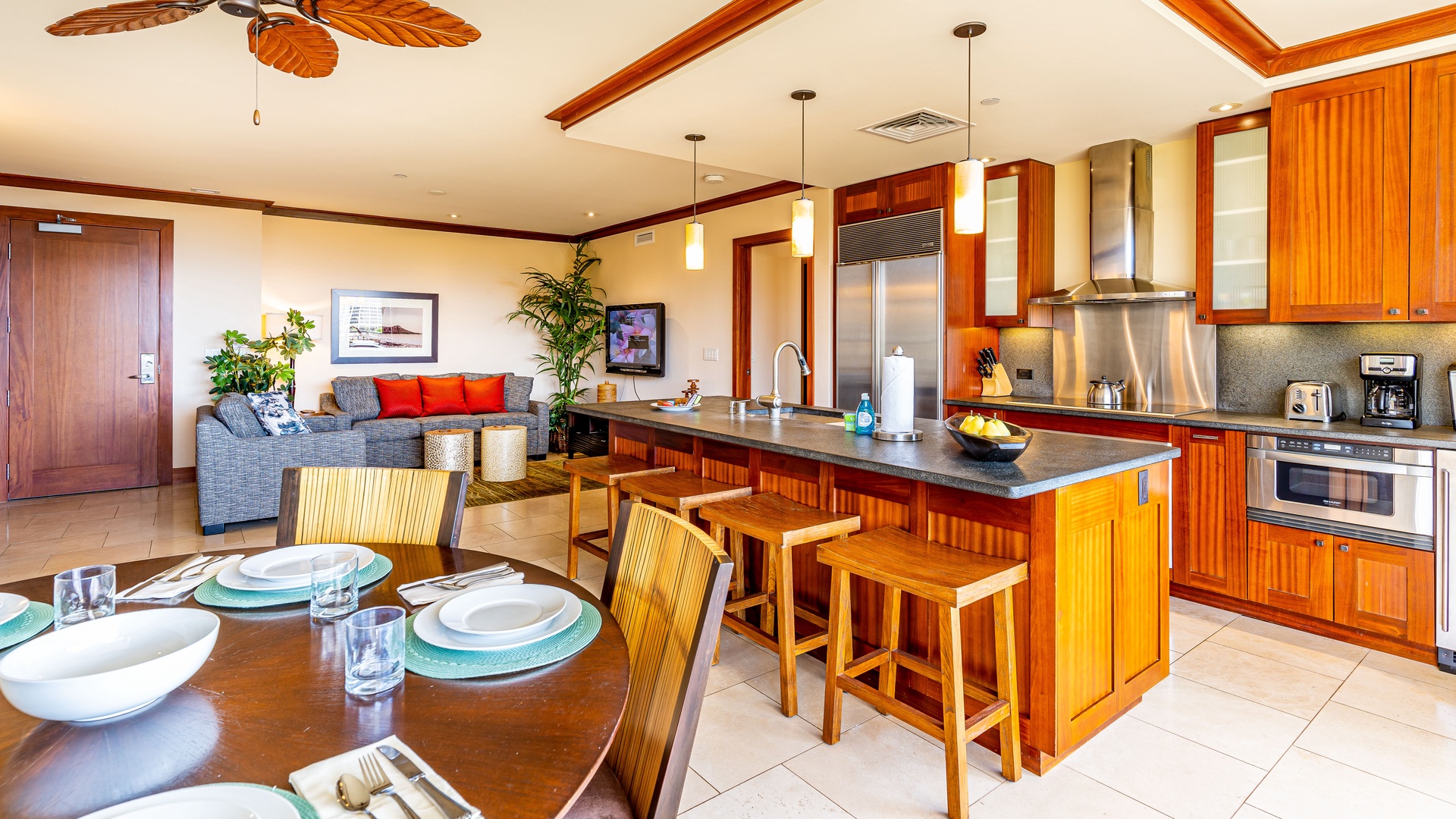Kapolei Vacation Rentals, Ko Olina Beach Villas B706 - Relax in the living room area and listen to the sounds of the island.