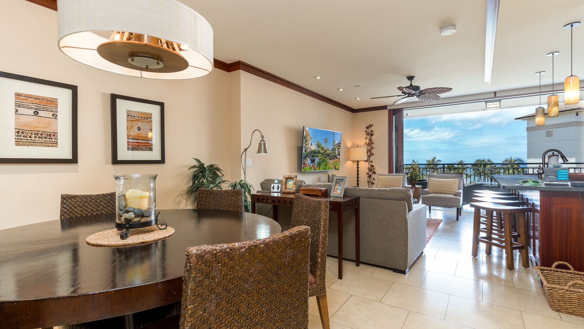 Kapolei Vacation Rentals, Ko Olina Beach Villas O603 - The  airy feel of outdoor dining with the comfort of indoor seating.