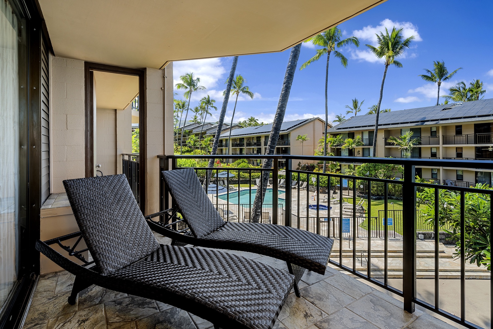 Kailua Kona Vacation Rentals, Kona Makai 6201 - 2 loungers on the Lanai for your enjoyment and relaxation