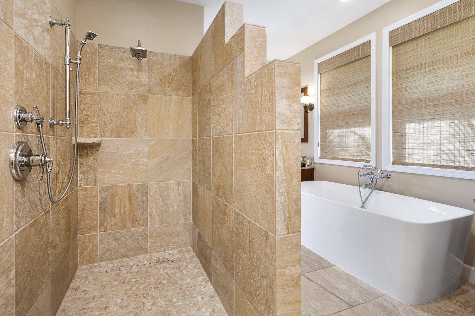 Kailua Kona Vacation Rentals, Kona Blue Vacations Holua Kai - Enjoy a spa-like start to your day with the walk-in shower in Kona Blue Vacations Holua Kai’s primary bath.