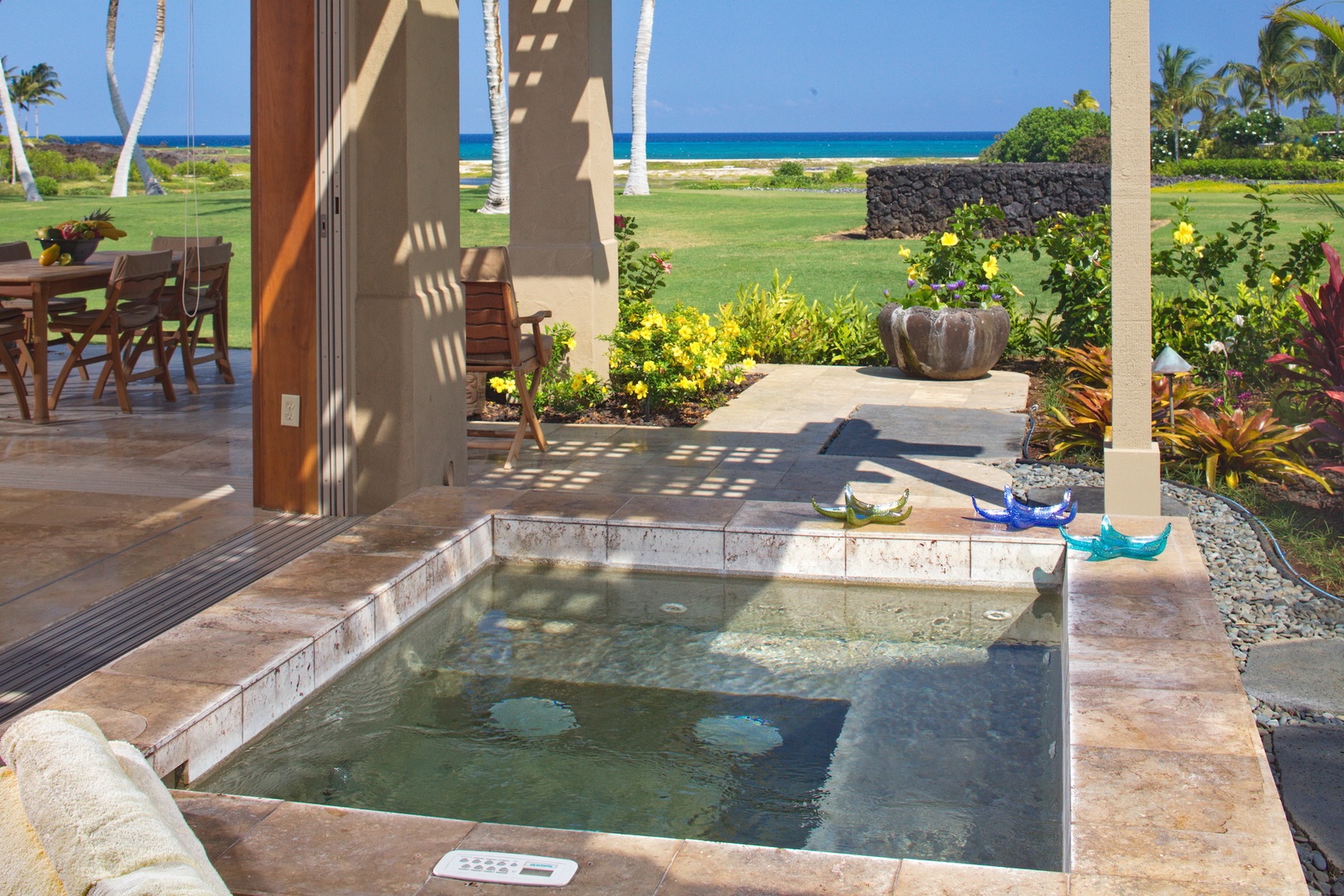 Kailua Kona Vacation Rentals, 3BD Golf Villa (3101) at Four Seasons Resort at Hualalai - Private hot tub on generous lanai w/ front row ocean & golf course views.