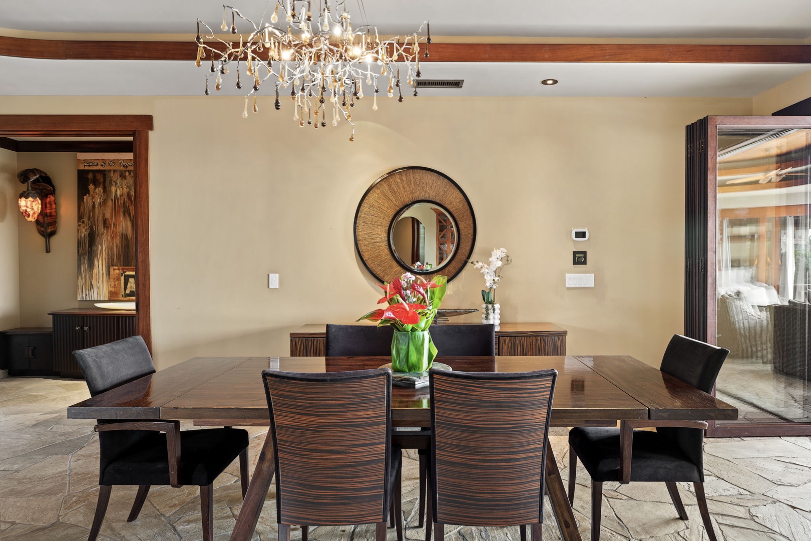 Kamuela Vacation Rentals, Hale Konane - Host memorable meals in the elegant dining room with table for six, refined finishes and tropical flair.
