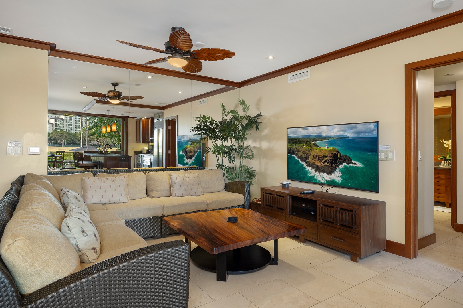 Kapolei Vacation Rentals, Ko Olina Beach Villas B107 - Enjoy the big game or a family movie night after some fun in the sun.