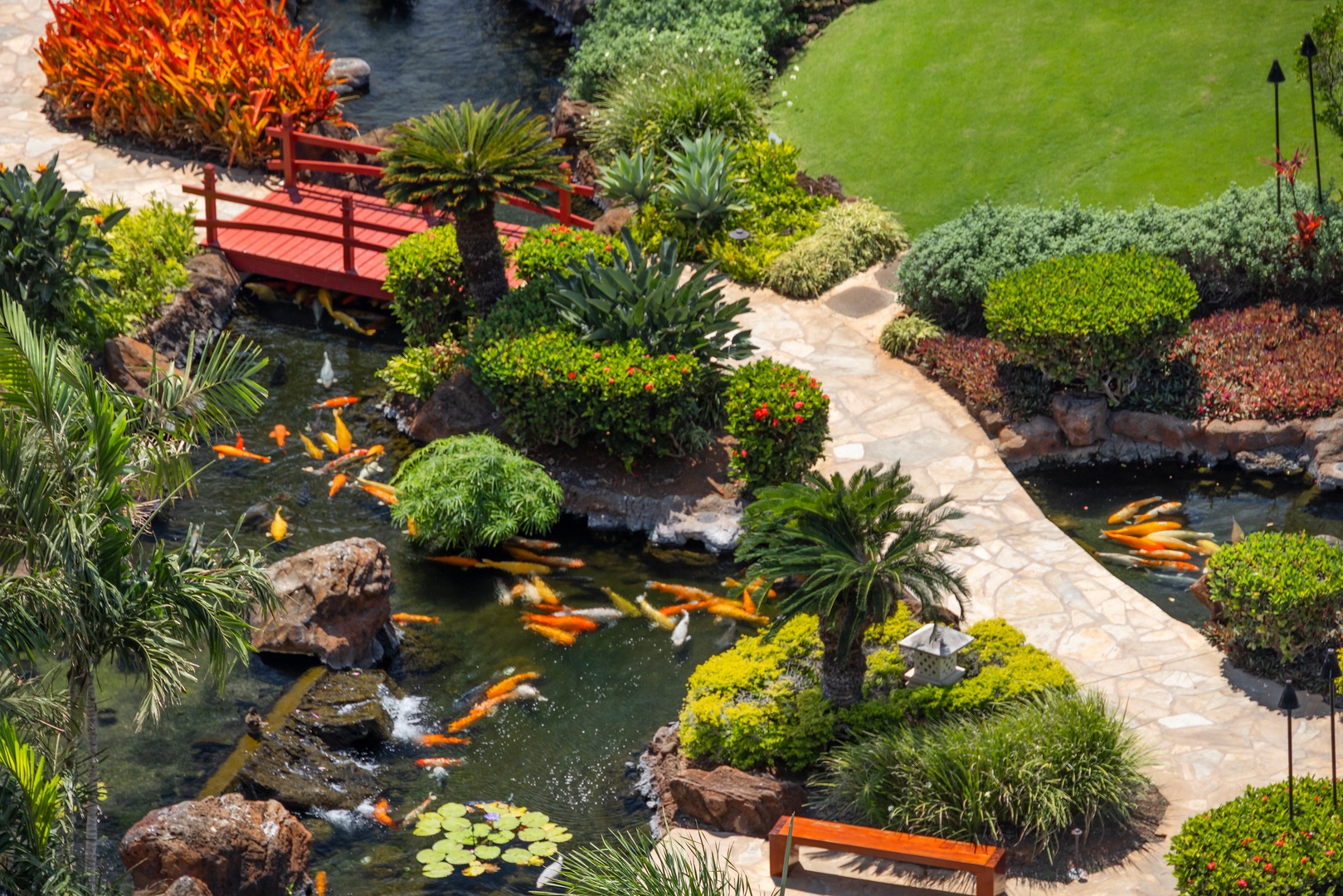 Kapolei Vacation Rentals, Ko Olina Beach Villas O1004 - Idyllic koi pond surrounded by lush foliage