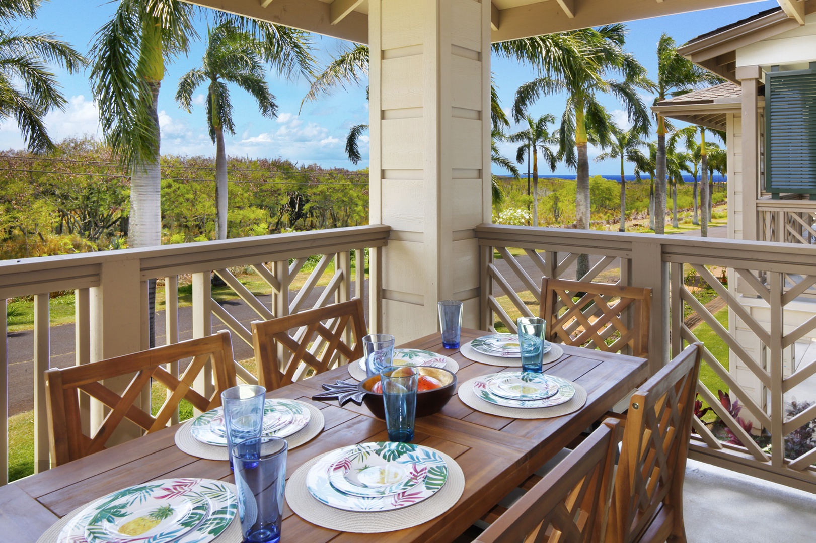 Koloa Vacation Rentals, Pili Mai 4C - Private lanai with distant ocean and mountain views