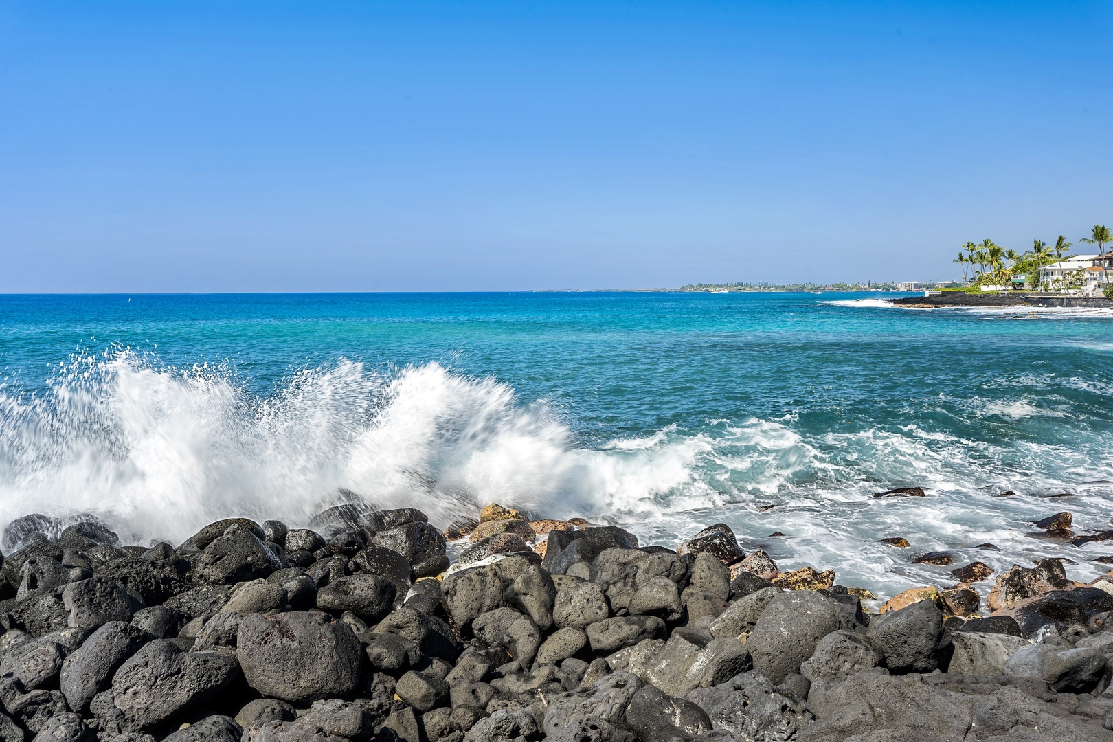 Kailua-Kona Vacation Rentals, Hale Kope Kai - Waves crashing in front of Hale Kope Kai