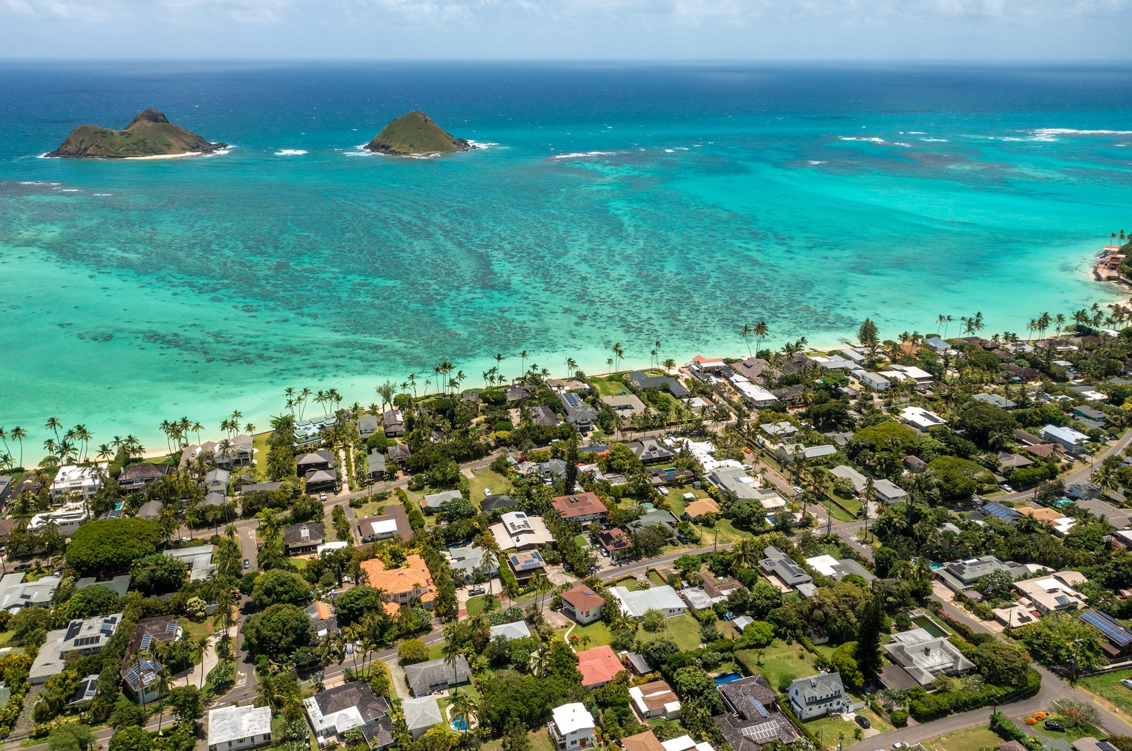 Kailua Vacation Rentals, Mokulua Seaside - Aerial shot of the location