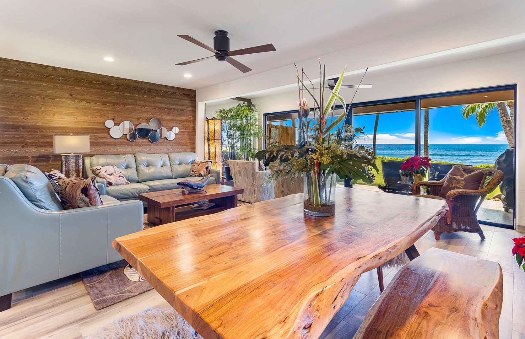 Lahaina Vacation Rentals, Puamana 240-3 - Beautifully lit interior with a warm and inviting ambiance, ideal for entertaining.