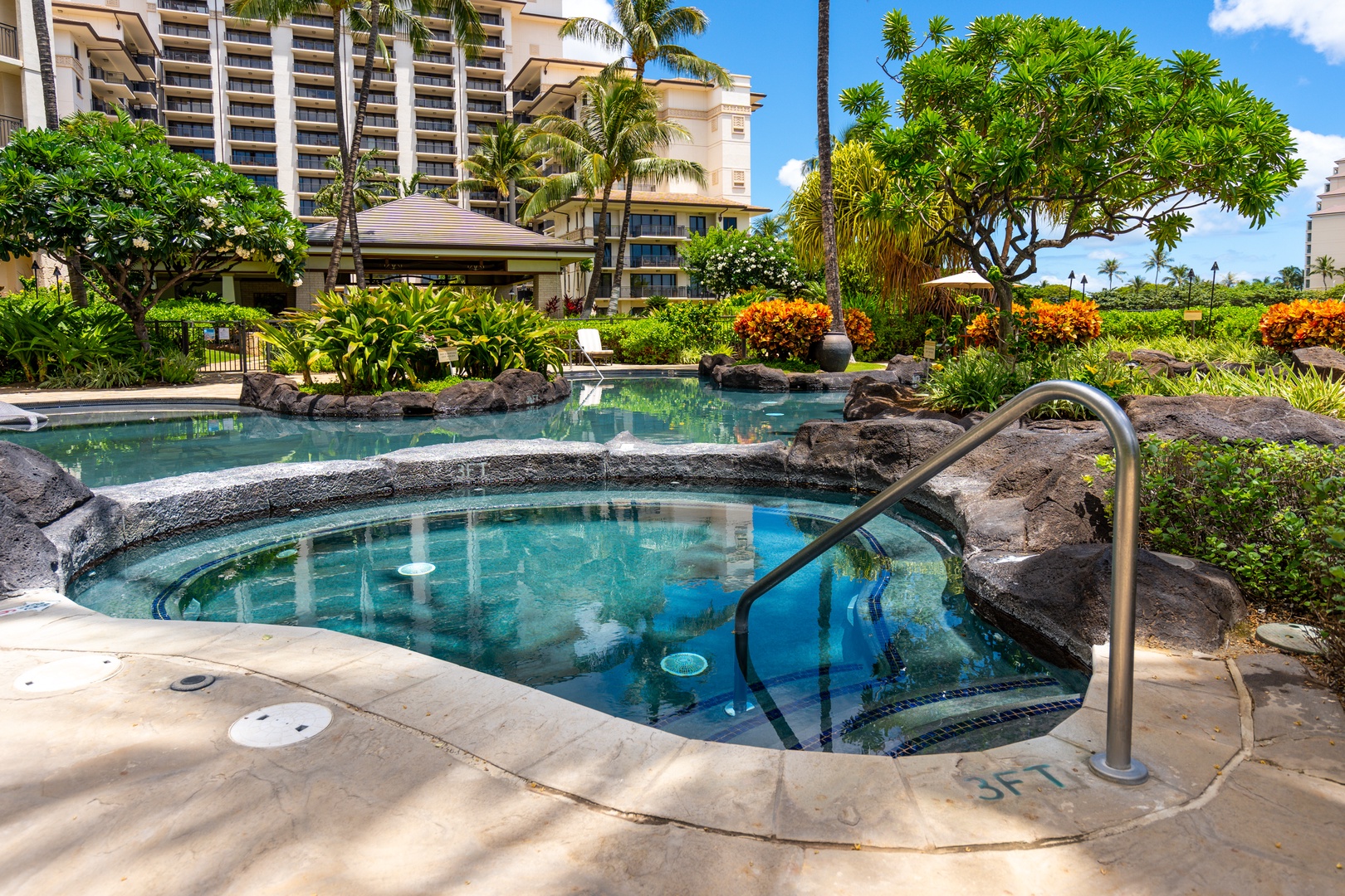 Lower into the jacuzzi after a long beach day.