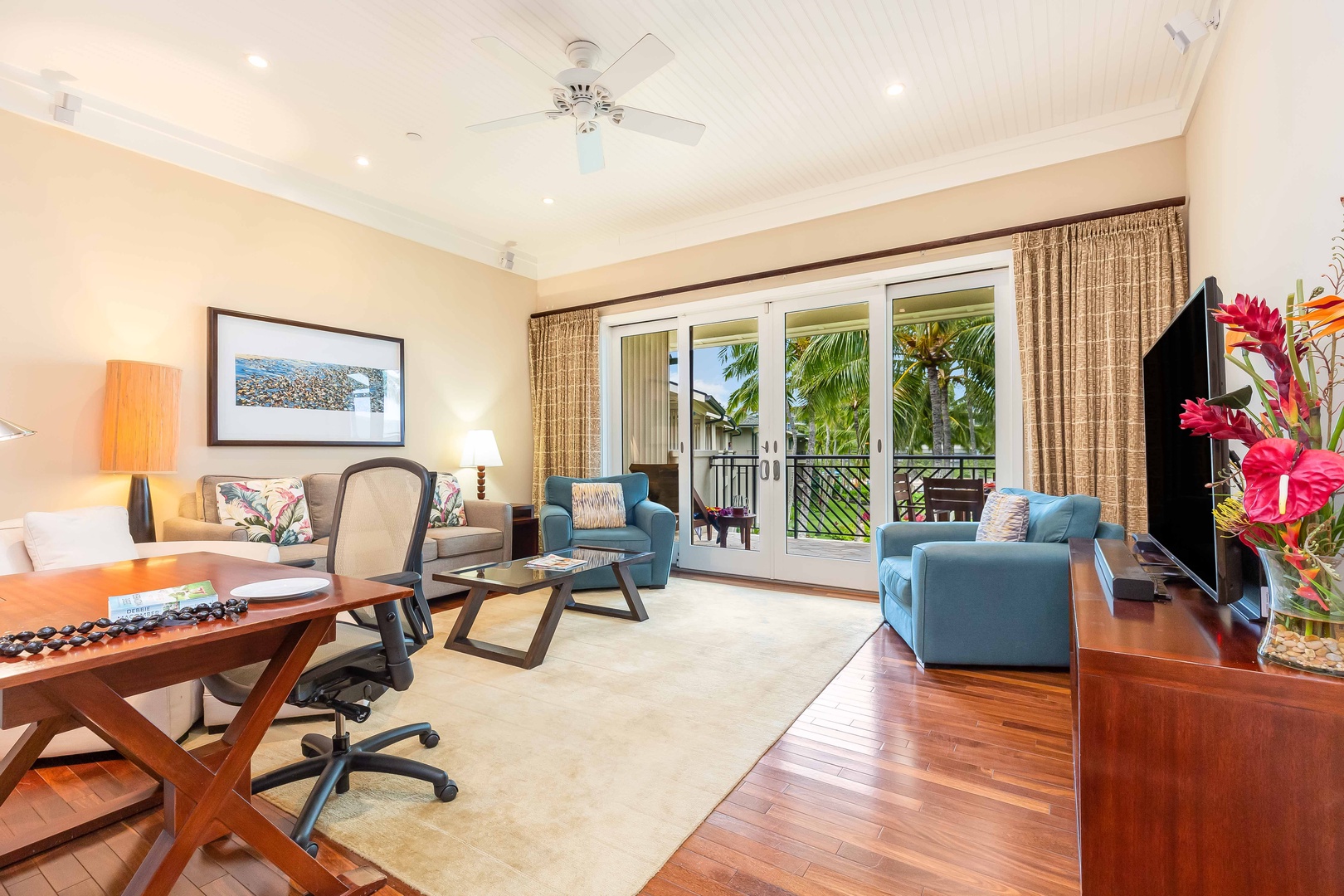 Kahuku Vacation Rentals, Turtle Bay Villas 310 - Convenient Workspace in the Living Room