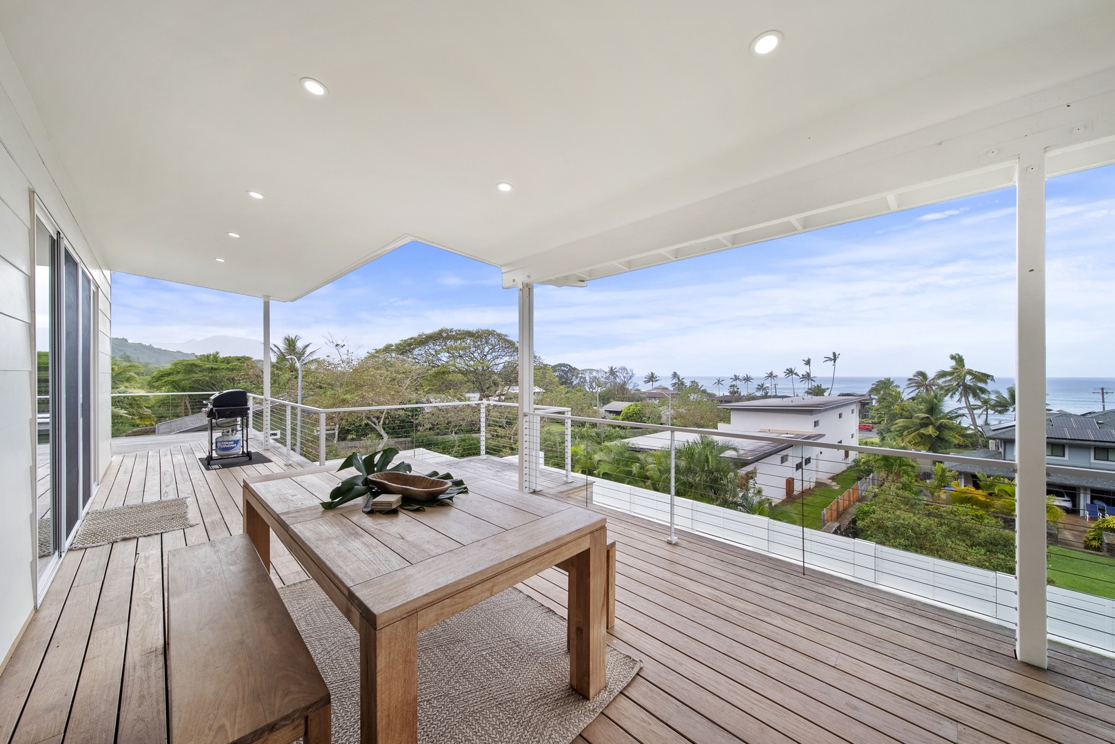 Haleiwa Vacation Rentals, Villa Bianca - Start your morning with coffee on the spacious lanai, soaking in the views.