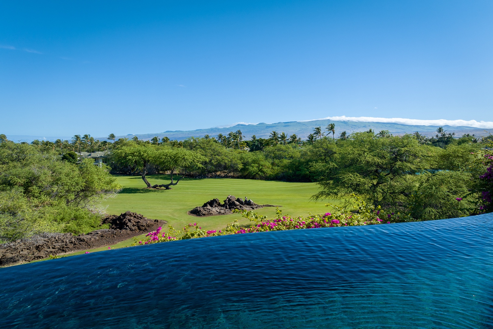 Kamuela Vacation Rentals, Champion Ridge 24 - Infinity pool with a stunning view of lush greenery and distant mountains.