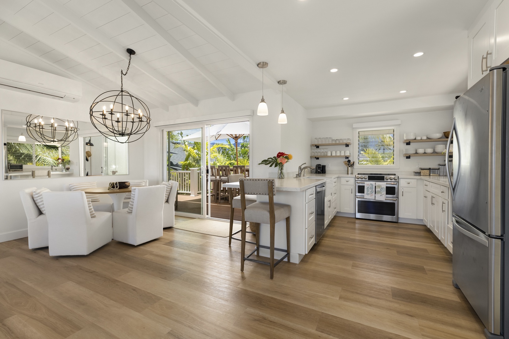 Kailua Vacation Rentals, Ranch Beach House Estate - Front House Kitchen and Dining