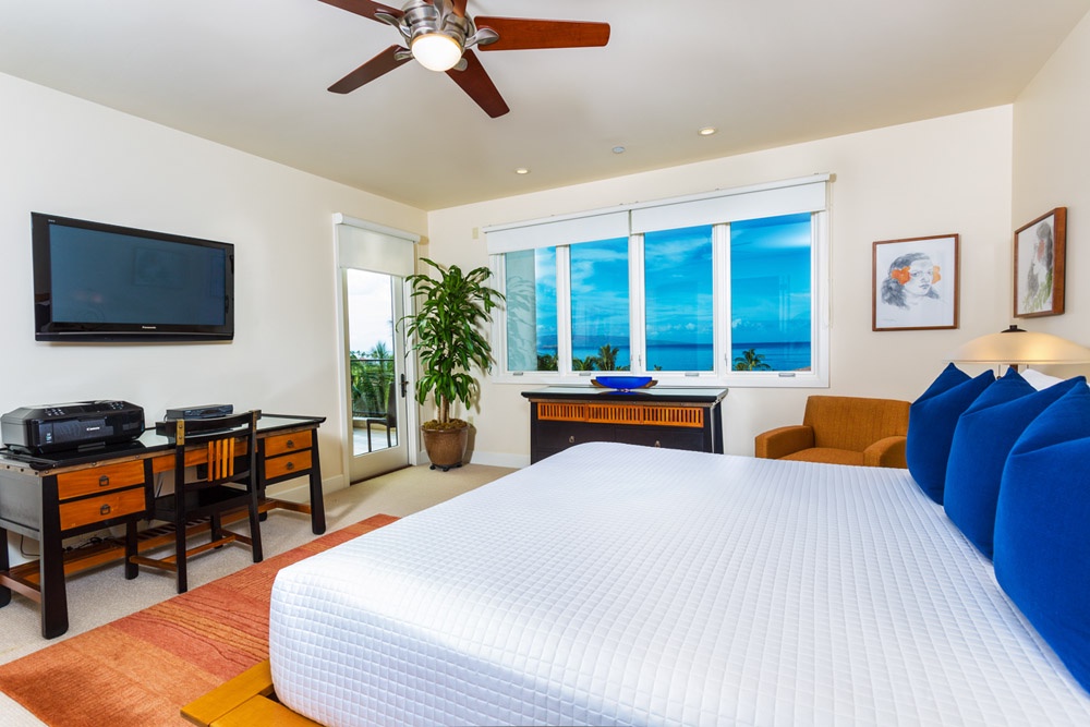 Wailea Vacation Rentals, Aqua Lani J305 at Wailea Beach Villas* - Primary Bedroom Suite with large flat panel HD