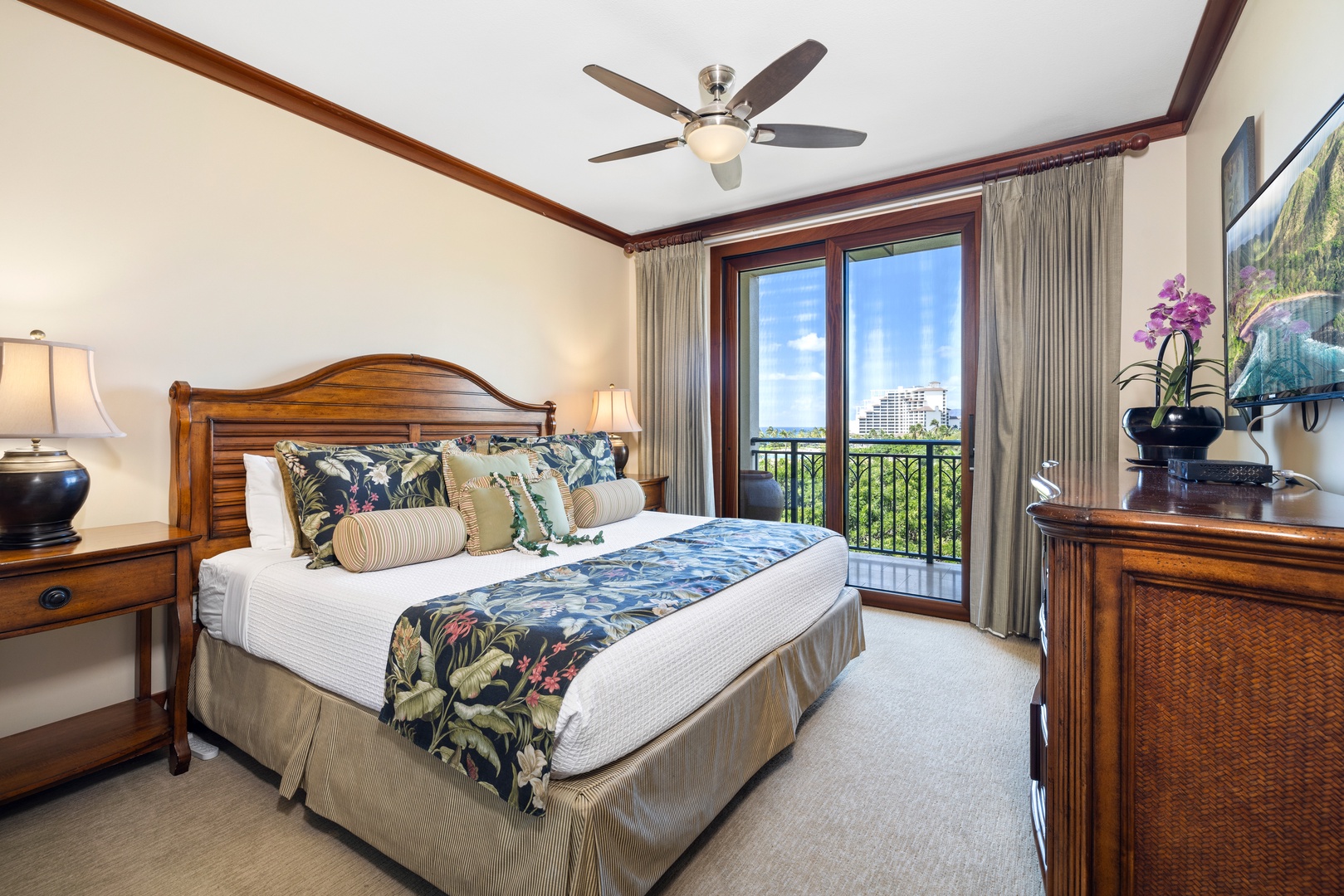 Kapolei Vacation Rentals, Ko Olina Beach Villas B602 - The primary guest bedroom with night stands and comfortable linens.