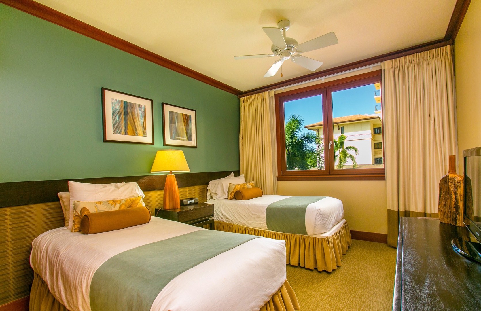 Kapolei Vacation Rentals, Ko Olina Beach Villas O224 - The second guest bedroom with extra long twin beds.