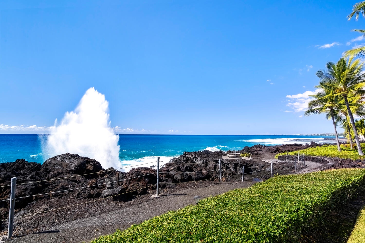 Kailua Kona Vacation Rentals, Keauhou Kona Surf & Racquet 1104 - Waves crashing to the nearby cliff