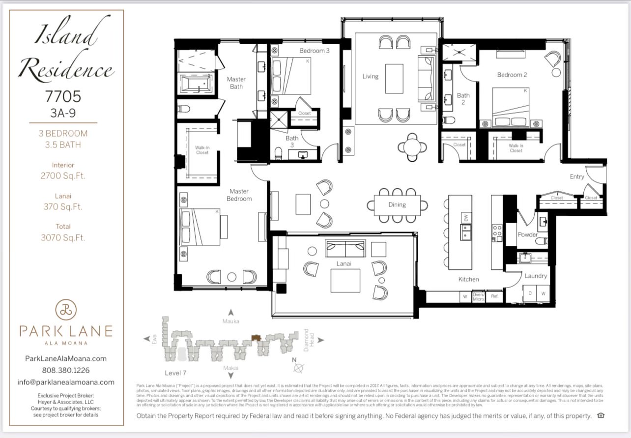 Honolulu Vacation Rentals, Park Lane Sky Resort - Park Lane Sky Resort Floor Plan