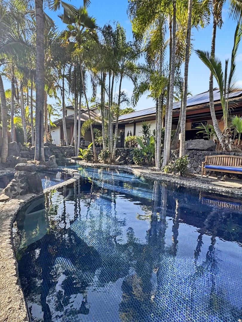 Kailua-Kona Vacation Rentals, Hahalua Bay Villa - Dive into your private tropical oasis, where crystal-clear waters reflect swaying palms and volcanic stone creates natural beauty around every corner.