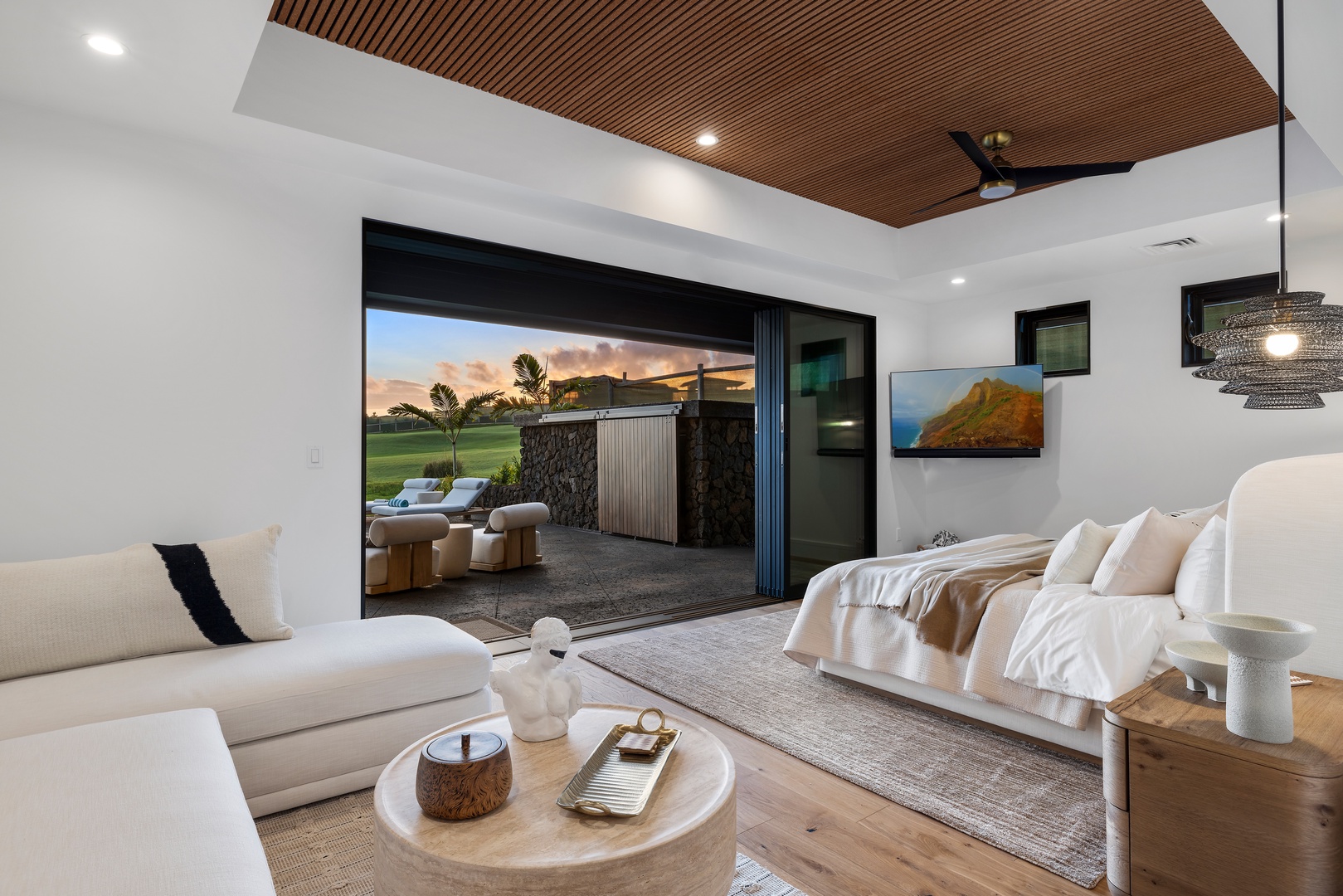 Koloa Vacation Rentals, Hale o ka Nene - Watch the day fade into night from the cozy outdoor lounge, your front-row seat to paradise.