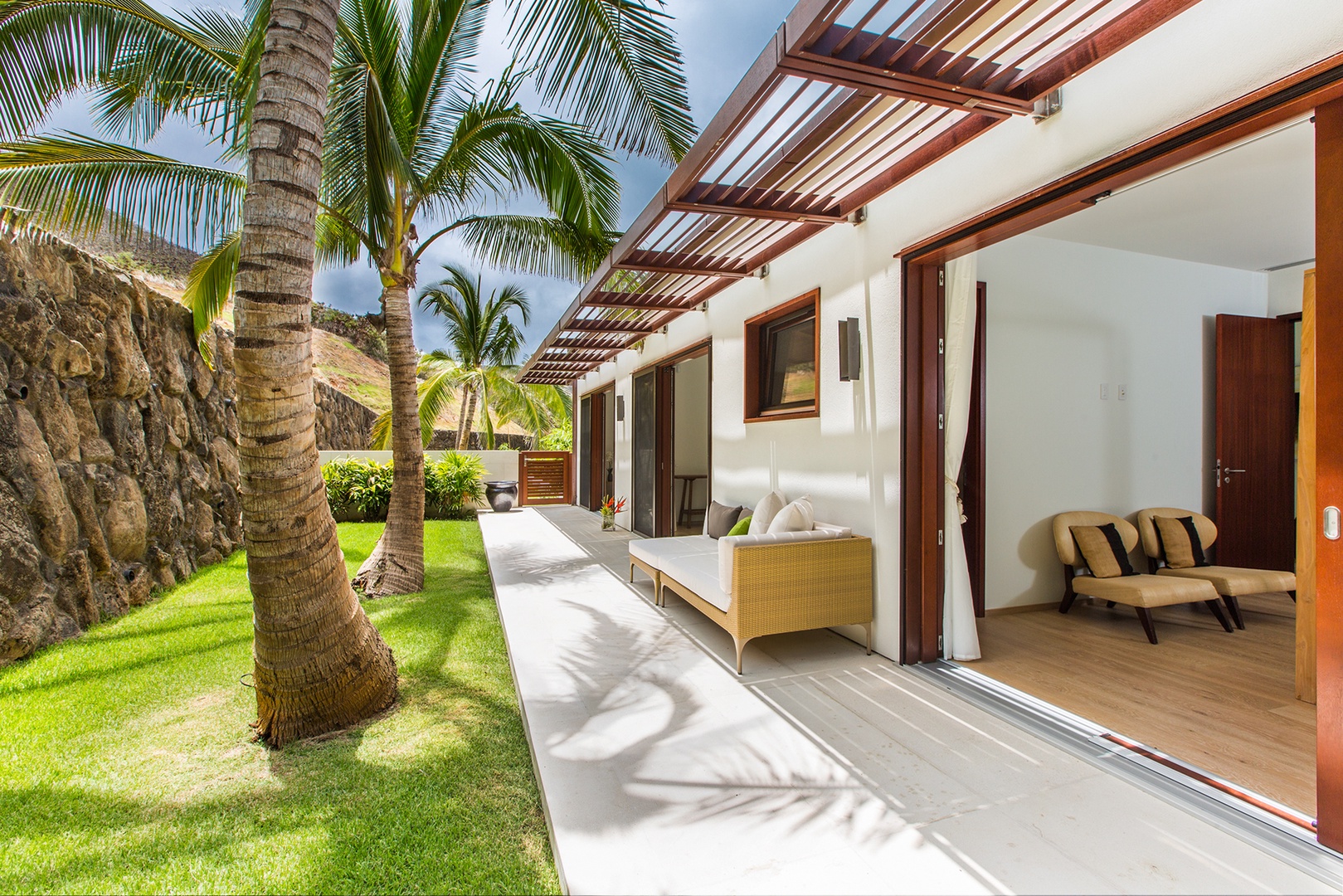Kailua Vacation Rentals, Lanikai Hillside Estate - Guest Bedrooms shared lanai with mountain views